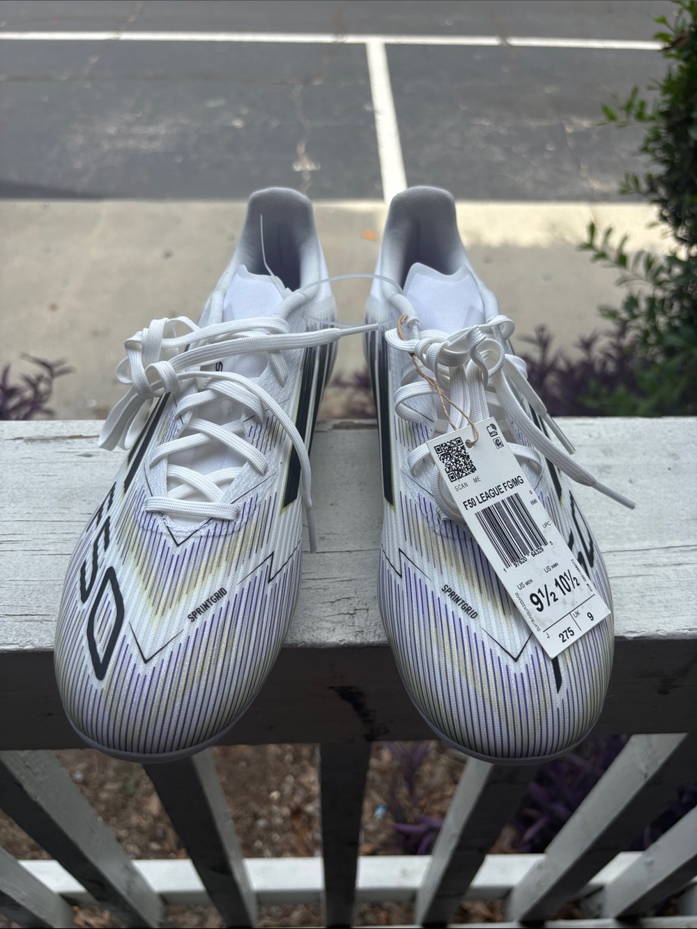 adidas White Athletic Soccer Shoes with Subtle Purple Accents